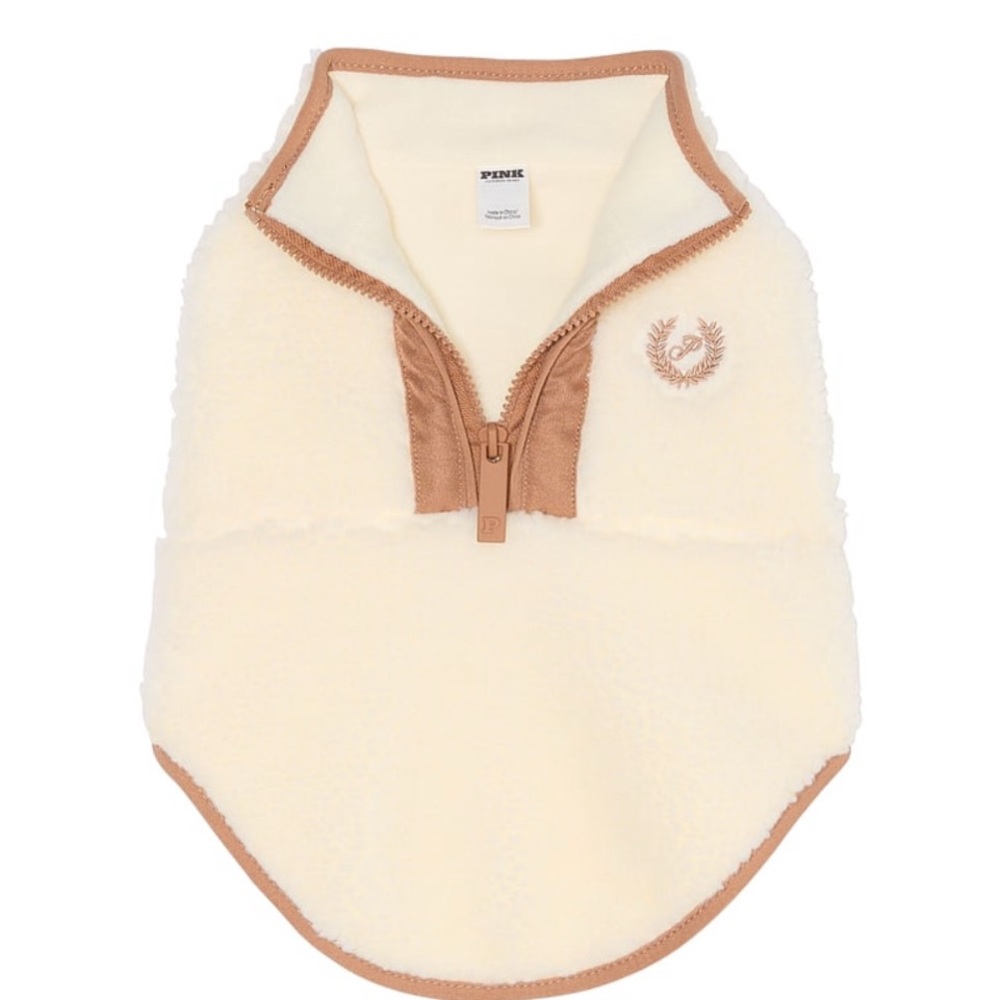 PINK Pup Pet Apparel Collection Cream and Tan Fleece Dog Vest